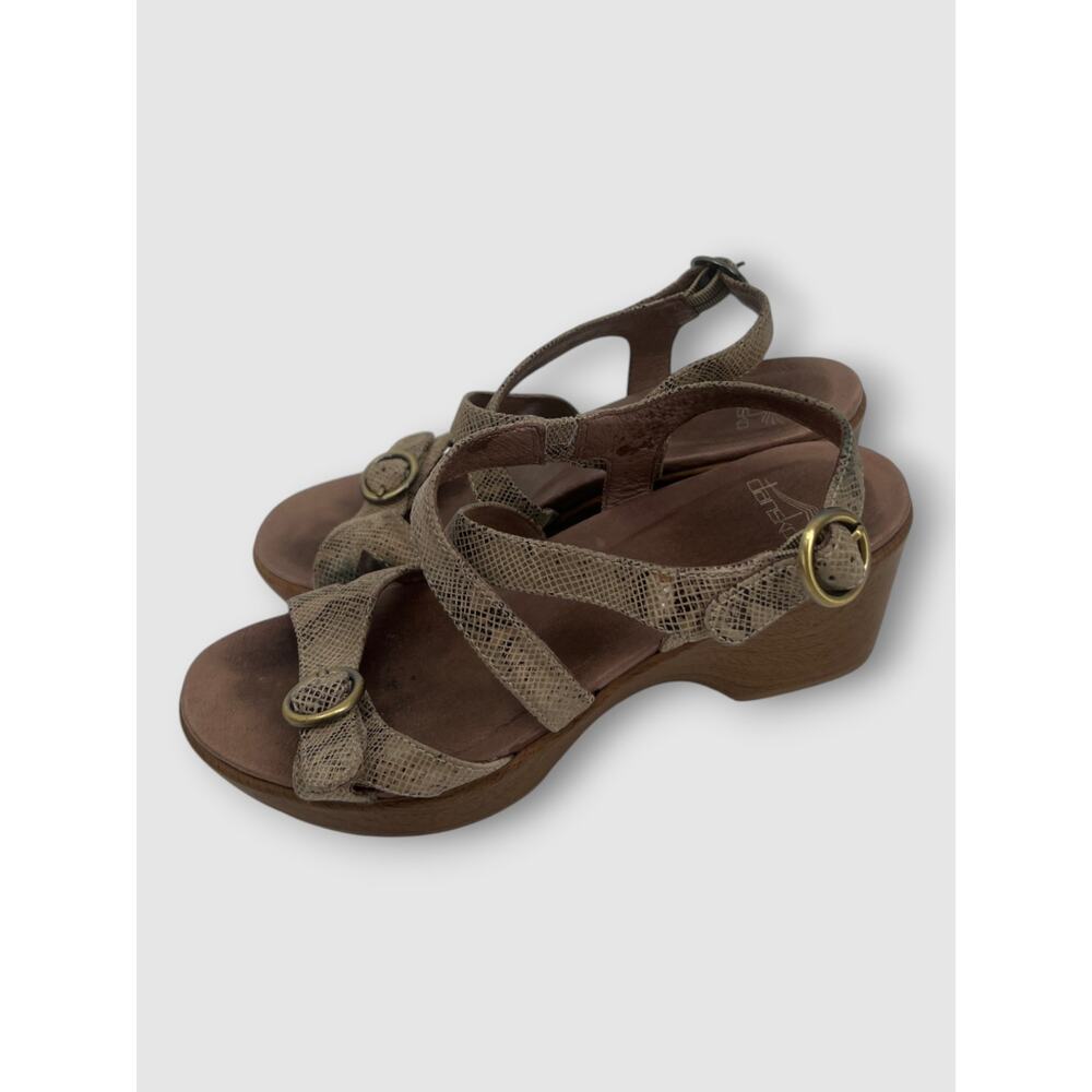 Dansko Snake Print Leather Strappy Platform Wedge Sandals Size 7 / EU 37 - Picture 5 of 10